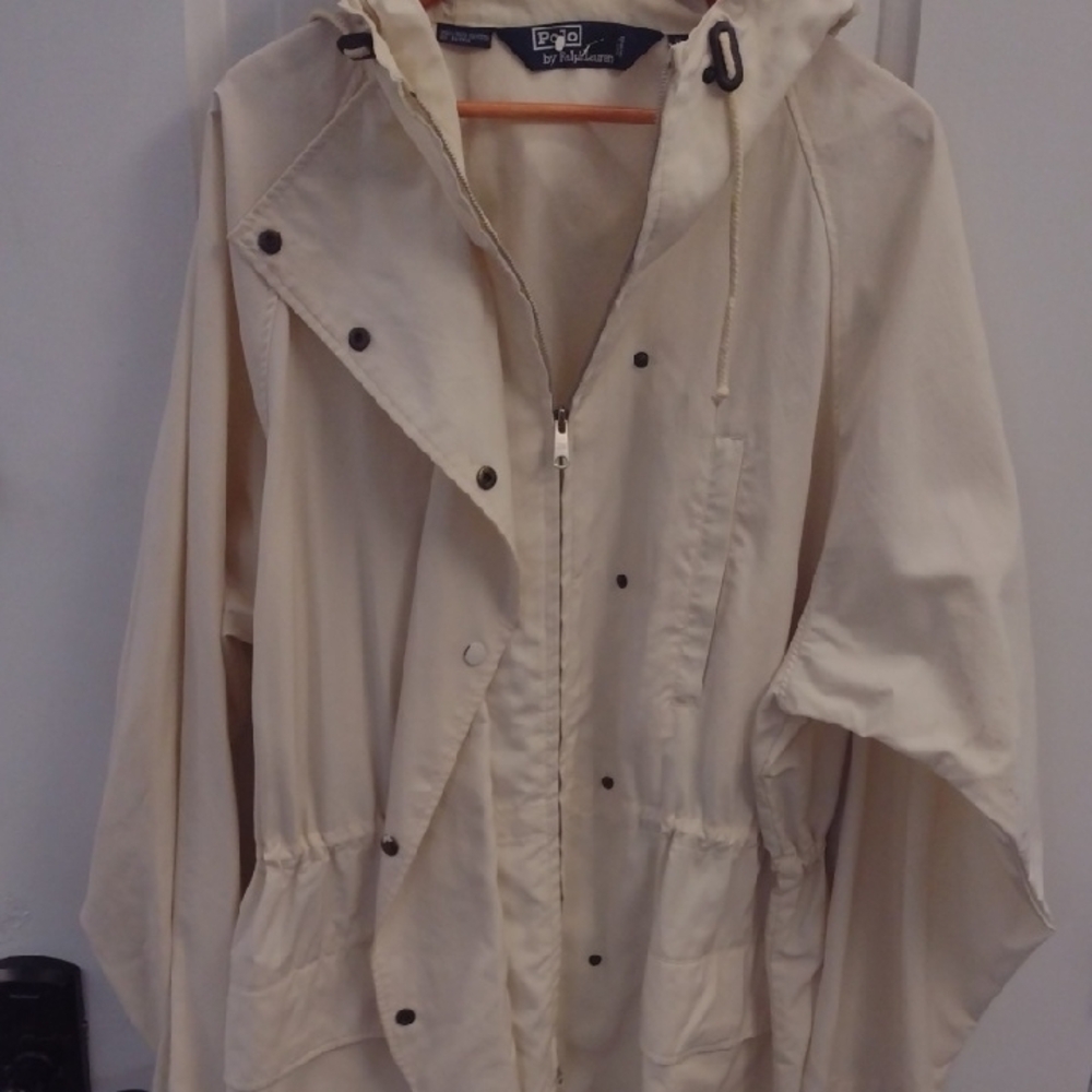 Polo by Ralph Lauren Cream Hooded Cape.  Vintage 1990s Polo